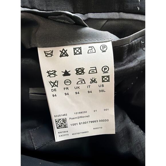 Hugo Boss Pasini2/Movie2 Super 100 Wool Blazer Mens 38L Black 2-Button Jacket - Picture 10 of 12